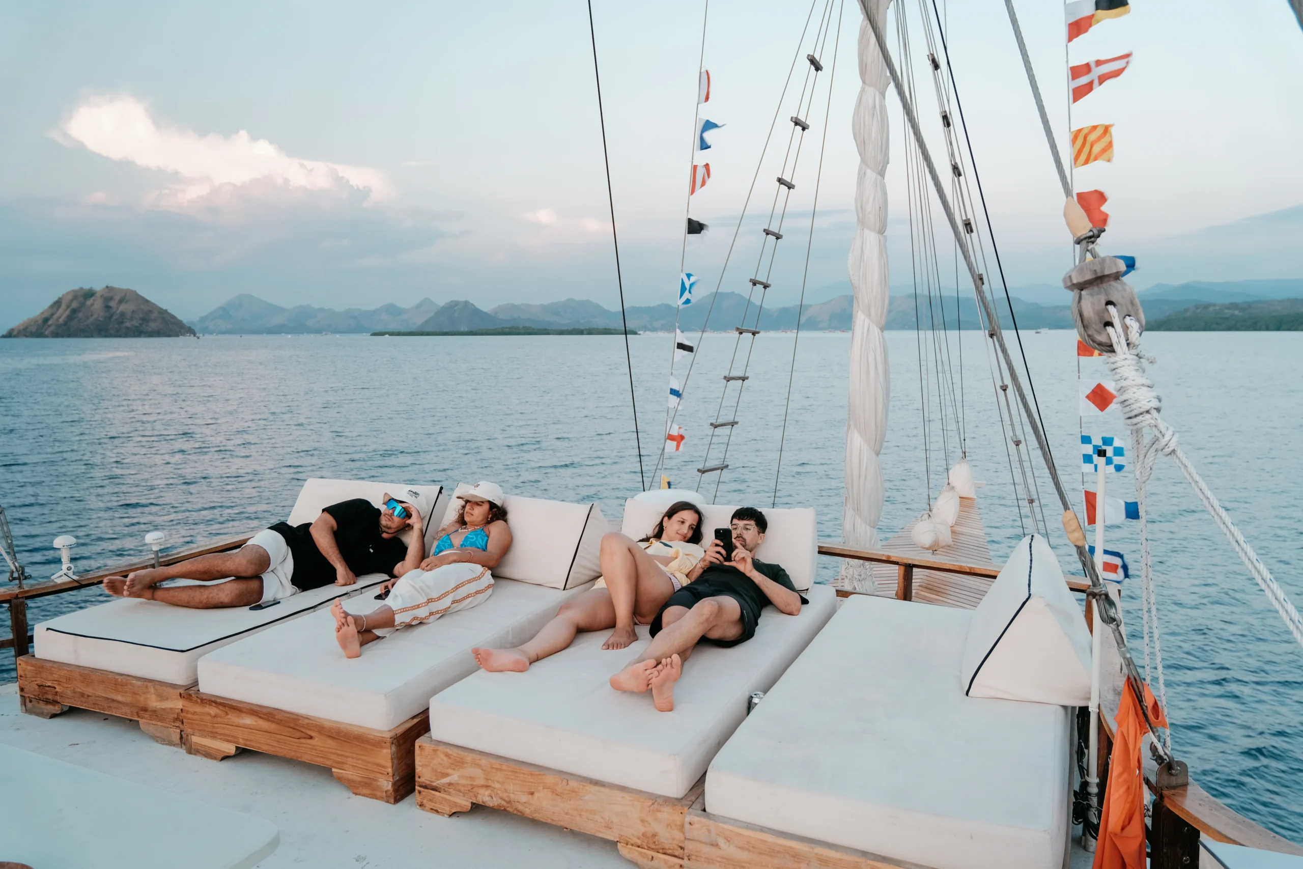 Guests enjoying a quiet moment on board, relaxing and taking in the view